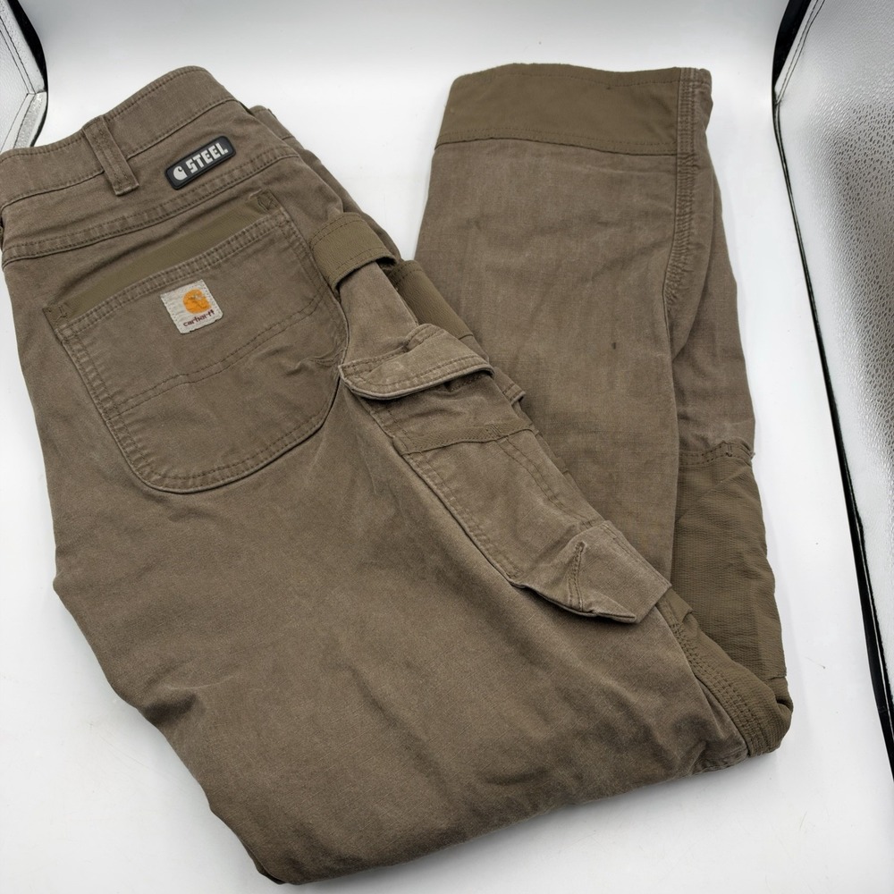 Carhartt Steel Cargo Pants Mens 33x32 Olive Ripstop Articulated 103335 217 Steel